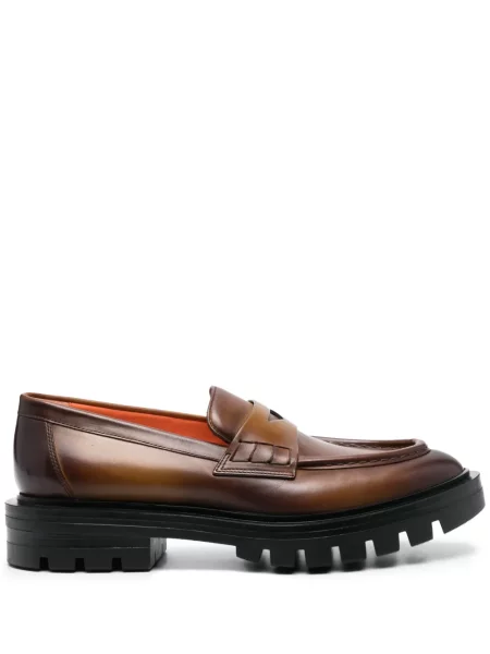 Pantofi loafer Santoni din piele maro
