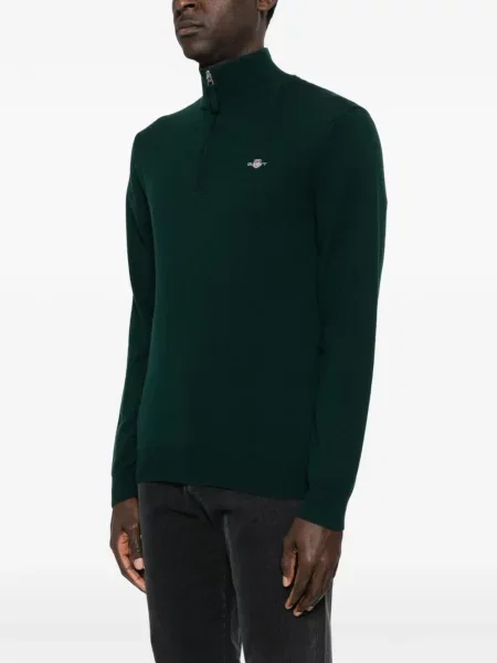 Pulover Gant de jumătate de fermoar verde