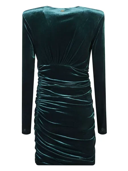 Rochie mini Just Cavalli de catifea cu volane verde