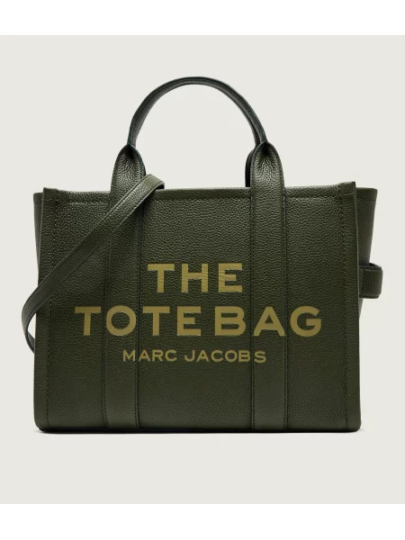 Marc Jacobs De piele geantă shopper The Leather Medium Tote verde