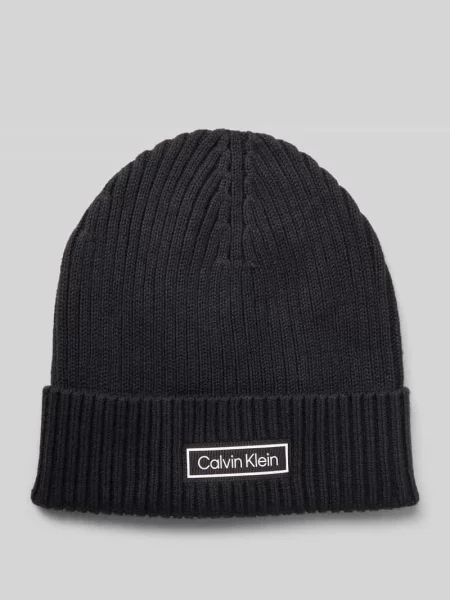 Calvin Klein Jeans Damska czapka z dzianiny z zawartością kaszmiru Kobiety niebieski jednolity ONE SIZE czarne
