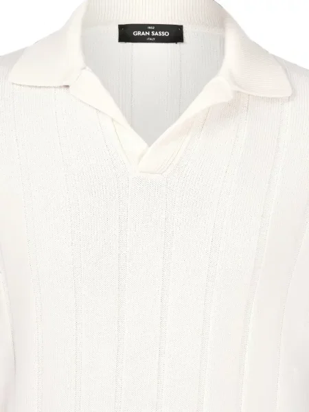 Lung tricou polo Gran Sasso tricotate alb