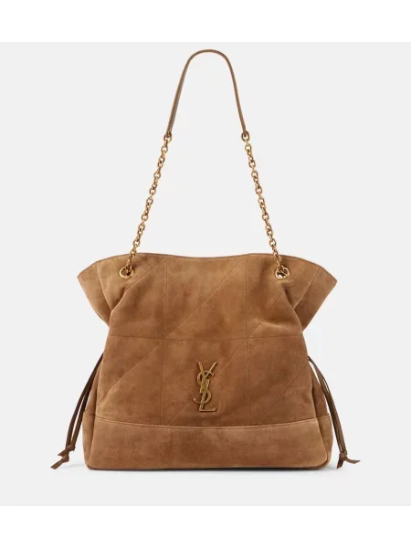 Shopperka Saint Laurent zamszowa brązowa