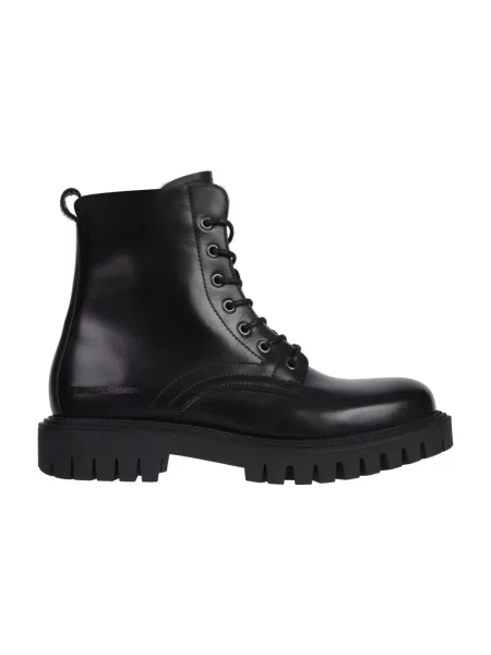 Botki Tommy Hilfiger skórzane chunky czarne