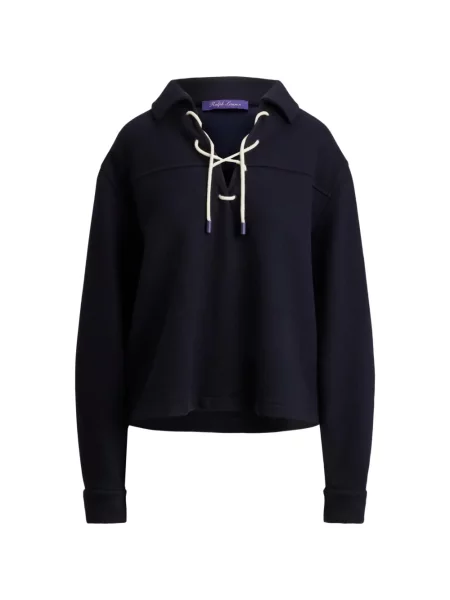 Gulerat hanorac Ralph Lauren Collection cu șireturi din dantelă albastru