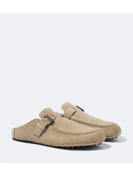 Papuci tip mules Tod's din piele de căprioară bej