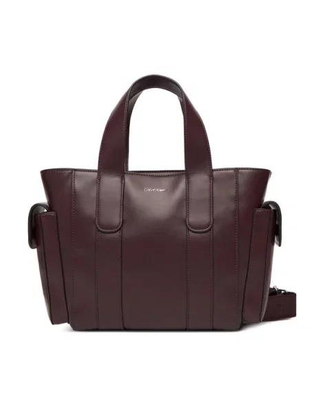 Calvin Klein Ročna torba Webbing Strap Small Tote rdeča bordo
