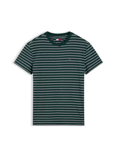 Tommy Jeans Tricou verde închis alb