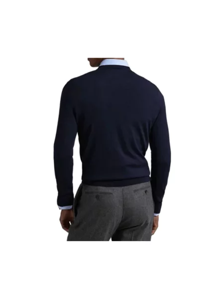 Polo Ralph Lauren sweter wełniany granatowy lekki niebieski