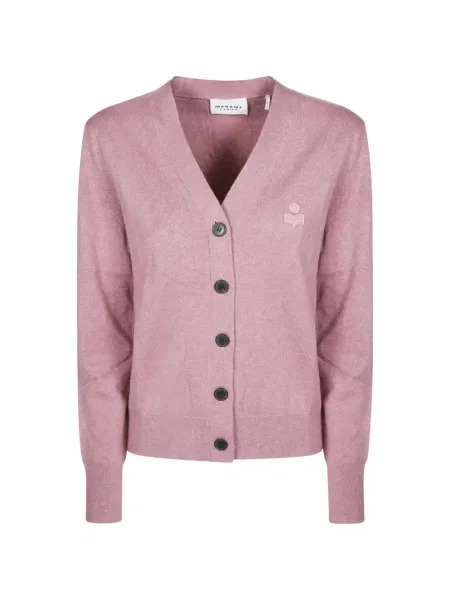 Cardigan Isabel Marant cu broderie cu decolteu în V roz