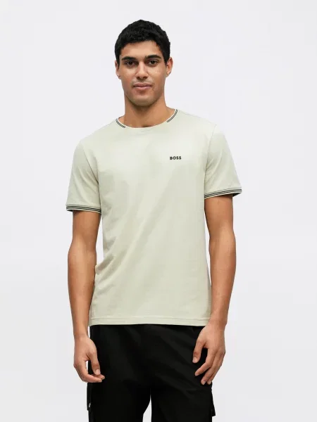 BOSS Tricou Taul bej negru