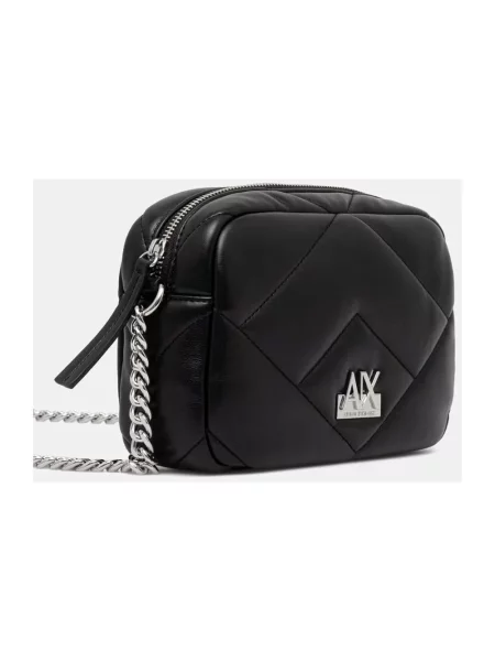 Body Armani Exchange skórzany pikowany czarny