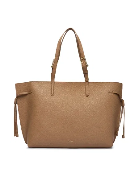 Bőr shopper táska Furla bézs