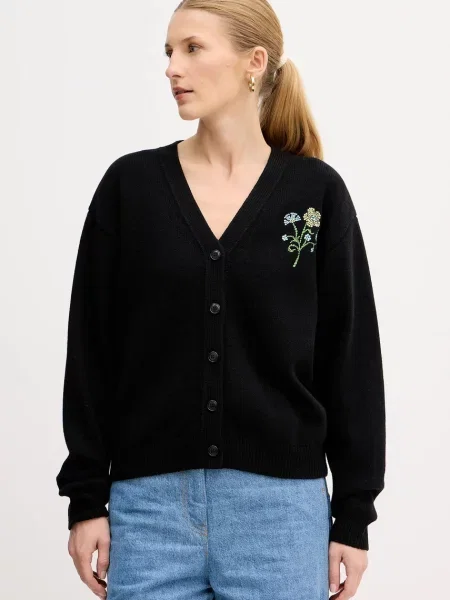 Kenzo kardigan wełniany Jungle Flower ciepły czarny
