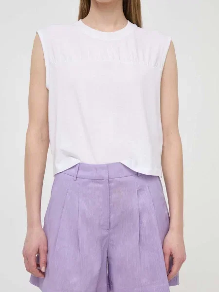 Silvian Heach pantaloni scurti din in neted high waist violet