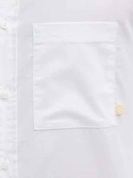 Cămașă din denim Calvin Klein cu mâneci lungi din țesătură twill alb