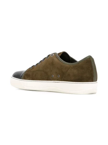 Șapcă Lanvin din piele cu vârf închis verde