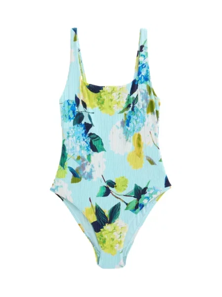 Next Costum de baie modelator bleumarin / albastru aqua / verde limetă alb