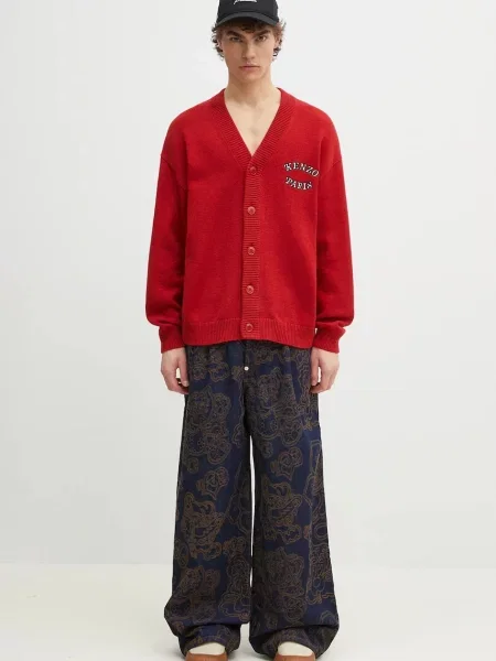 Шерстяной кардиган Kenzo красный