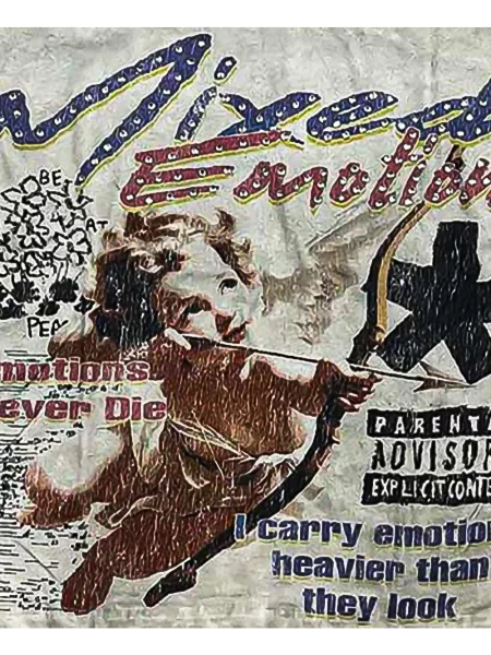 Lung tricou Mixed Emotion cu imagine