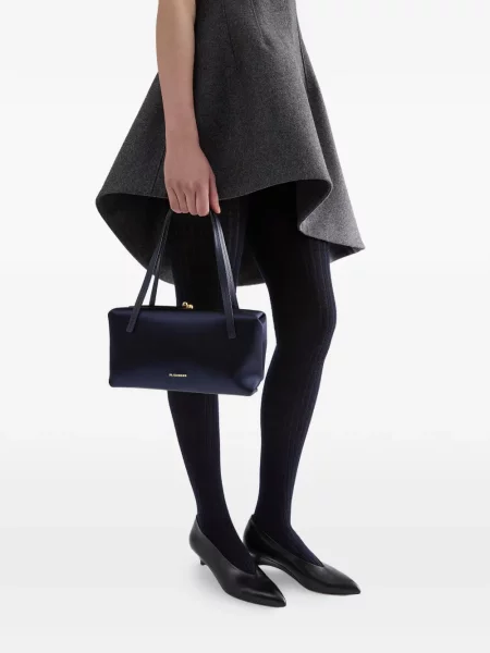 Geantă shopper Jil Sander din satin albastru