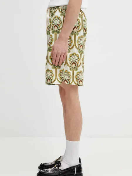 Drôle de Monsieur Short Tapisserie Florale Lin σορτς με λινό ανδρικά πράσινο