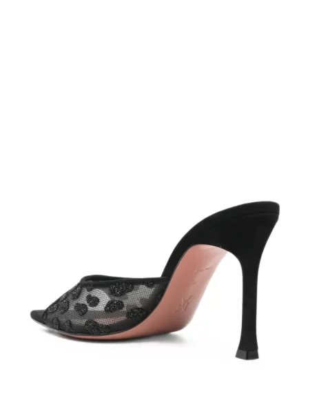 Papuci de casă Amina Muaddi cu model leopard plasă negru
