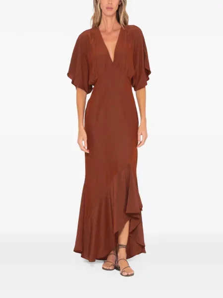 Rochie maxi Jbq cu volane maro