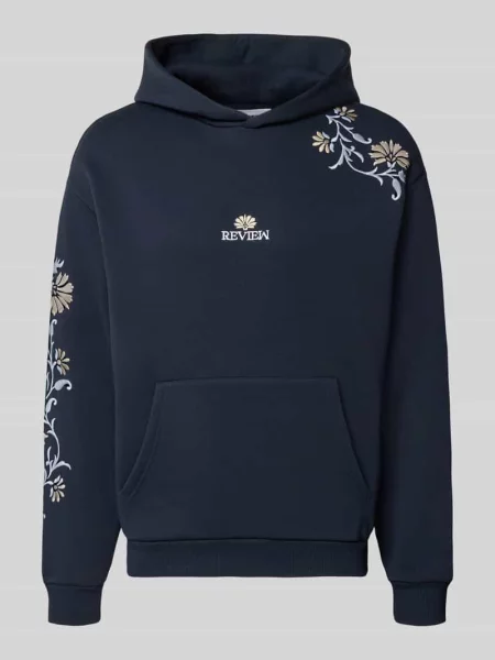 Bluza z kapturem w kroju relaxed fit z kieszenią kangurkową Review granatowa