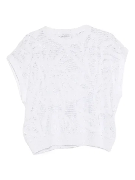 Tricou Brunello Cucinelli tricotate alb