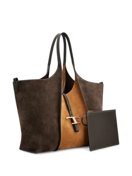 Geantă shopper Tod's din piele de căprioară maro