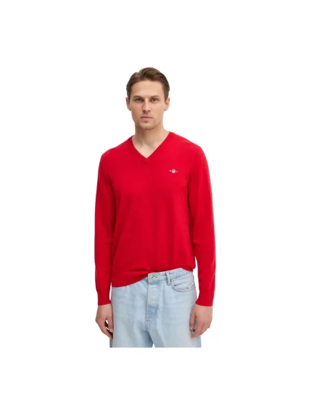 Lekki sweter Gant klasyczny czerwony