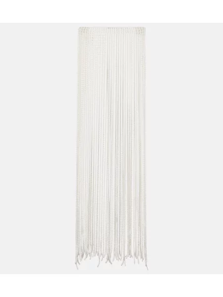 Fular Alaïa cu franjuri alb