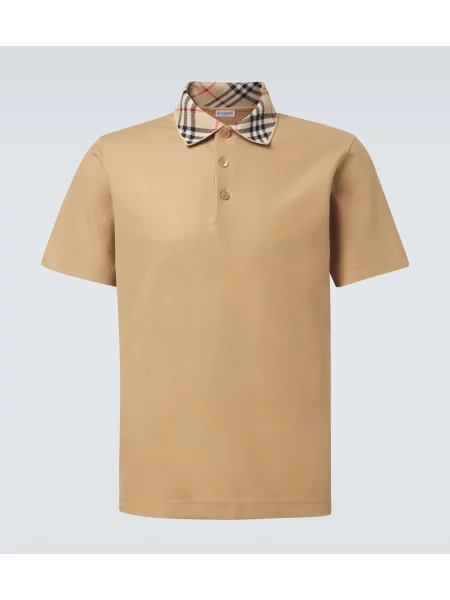 Tricou polo Burberry din jerseu bej