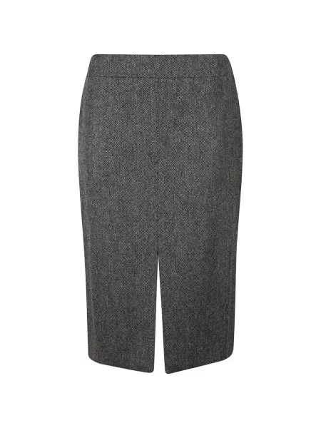 Fustă midi Sa Su Phi cu model herringbone gri
