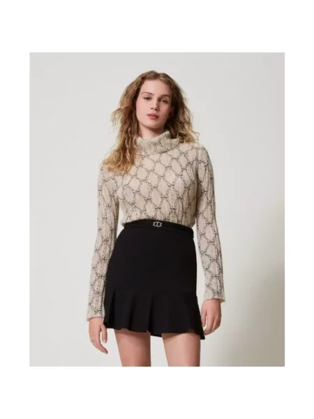 Moherowy sweter Twinset beżowy