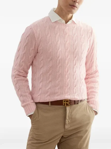 Πουλόβερ Ralph Lauren Purple Label με στρογγυλή λαιμόκοψη μωβ
