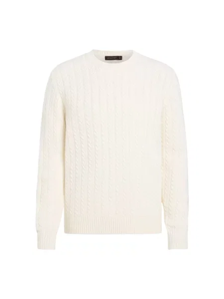 Sweter Oscar Jacobson wełniany z okrągłym dekoltem biały