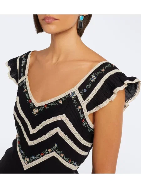 Rochie Rixo cu broderie din dantelă negru