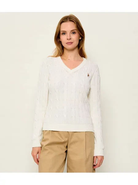 Tricou polo U.s. Polo Assn. cu decolteu în V bej