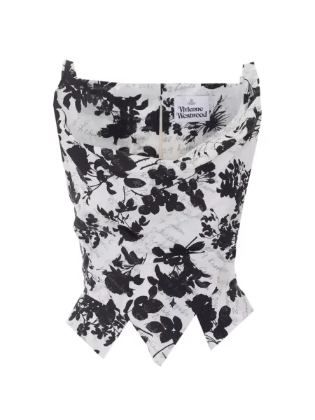 Top Vivienne Westwood cu model floral cu imagine asimetric alb