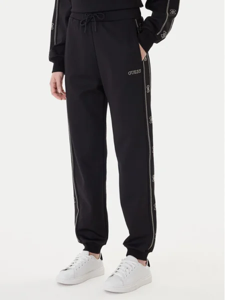 Guess Pantaloni trening Wide Leg negru