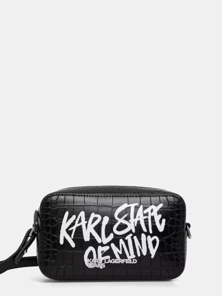 Karl Lagerfeld Jeans geantă crossbody pentru femei cu imitație de piele negru