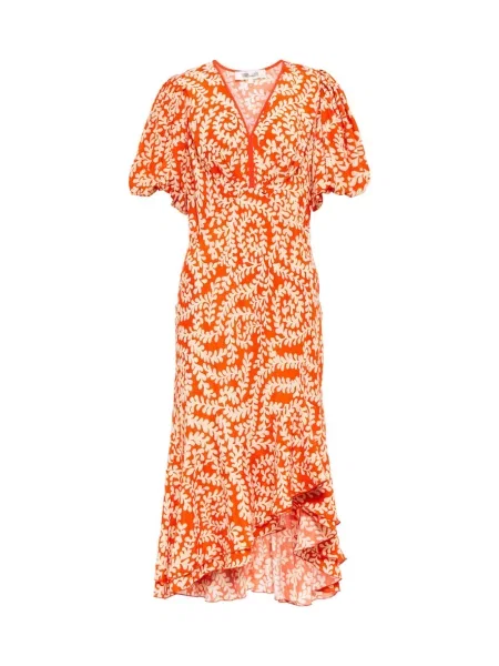 Sukienka midi Diane Von Furstenberg z nadrukiem do kolan garniturowa pomarańczowa