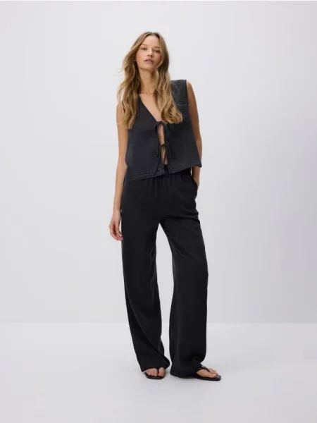 Reserved Jeansy straight z lyocellem szary