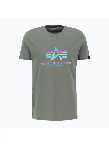 Tričko Alpha Industries Basic Rainbow Reflective vintage green zelené