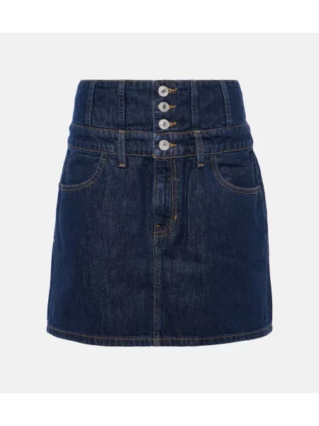 Spódnica jeansowa Re/done z wysoką talią z gorsetem niebieska