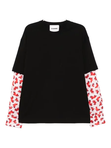 Tricou Jil Sander cu decolteu rotund negru