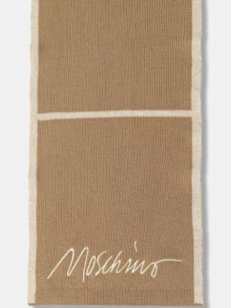 Шарф з вовною Moschino візерунок бежевий