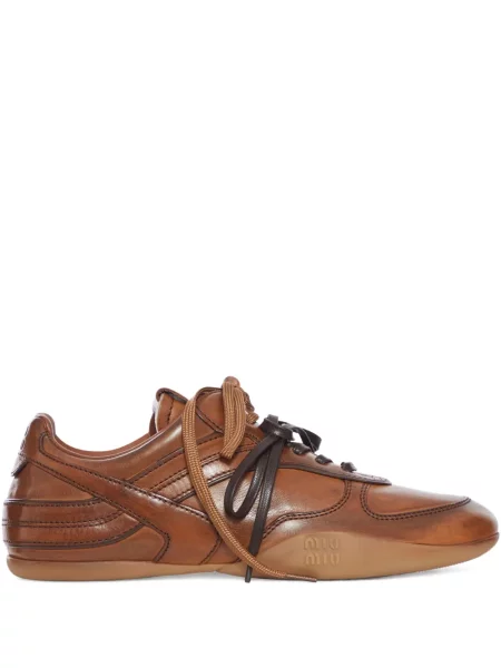 Sneakerși Miu Miu din piele maro